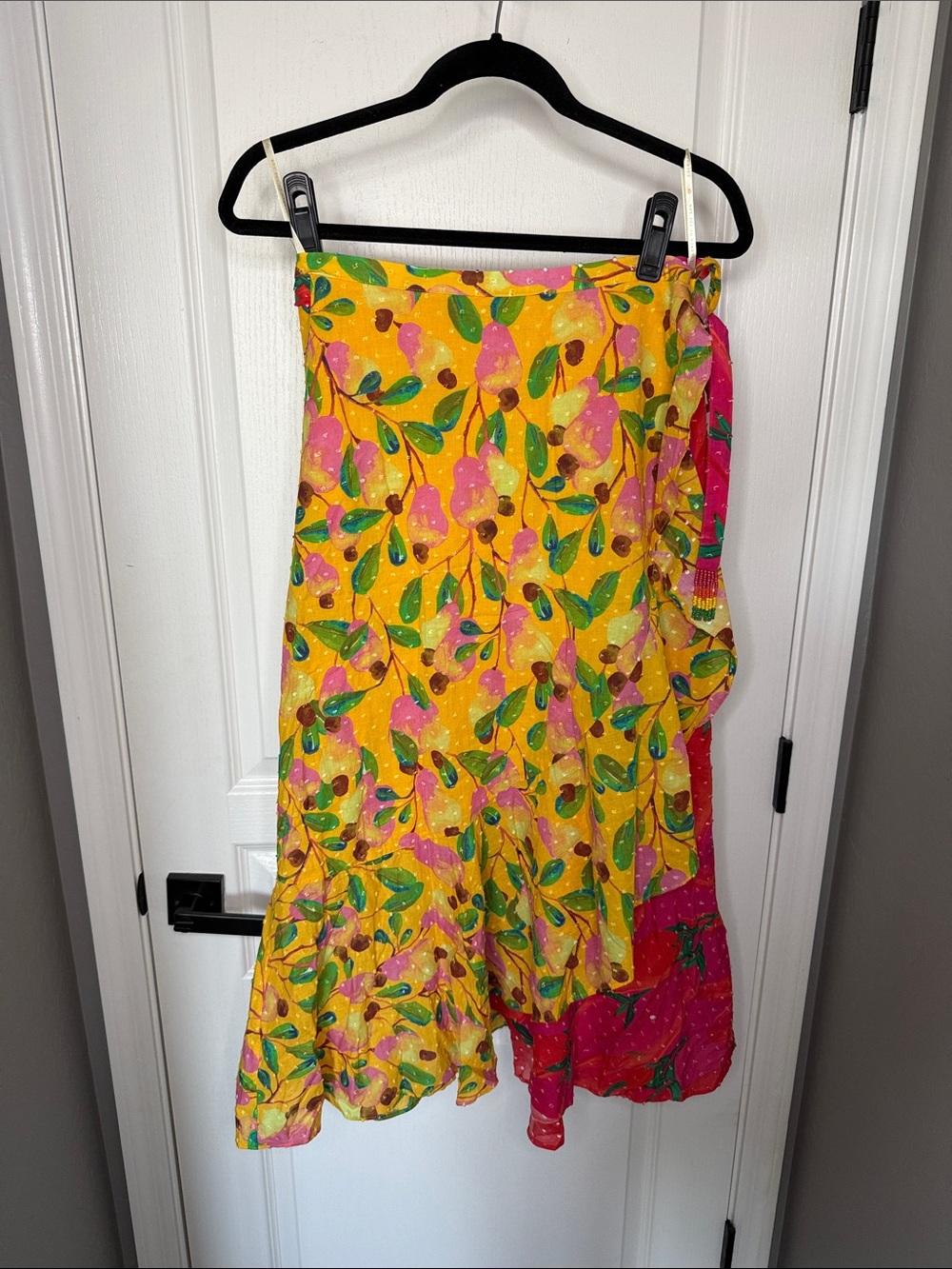 FARM Rio Yellow Floral Maxi Skirt with Pink & Green Print